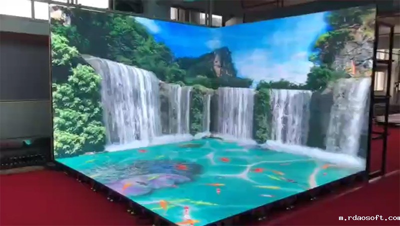 P1.25瀑布流水沉浸式LED地砖墙面显示大屏幕